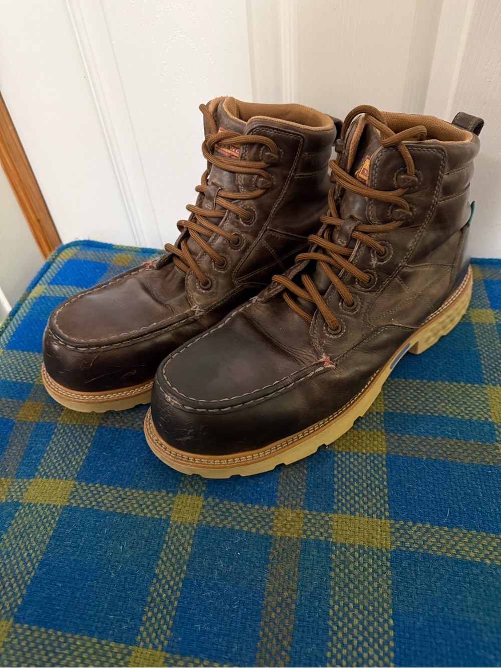 TWISTED X MEN'S SIZE 13 6” MOC NANO TOE ELECT SHOCK WATERPROOF LEATHER WORK BOOT
